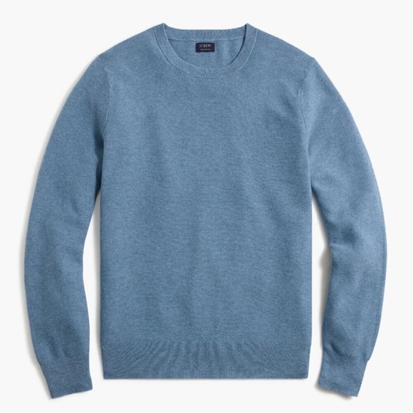 J. CREW Knit Cotton Crewneck Sweater Garter Stitch H6060 Pullover Admiral Blue - Picture 1 of 7